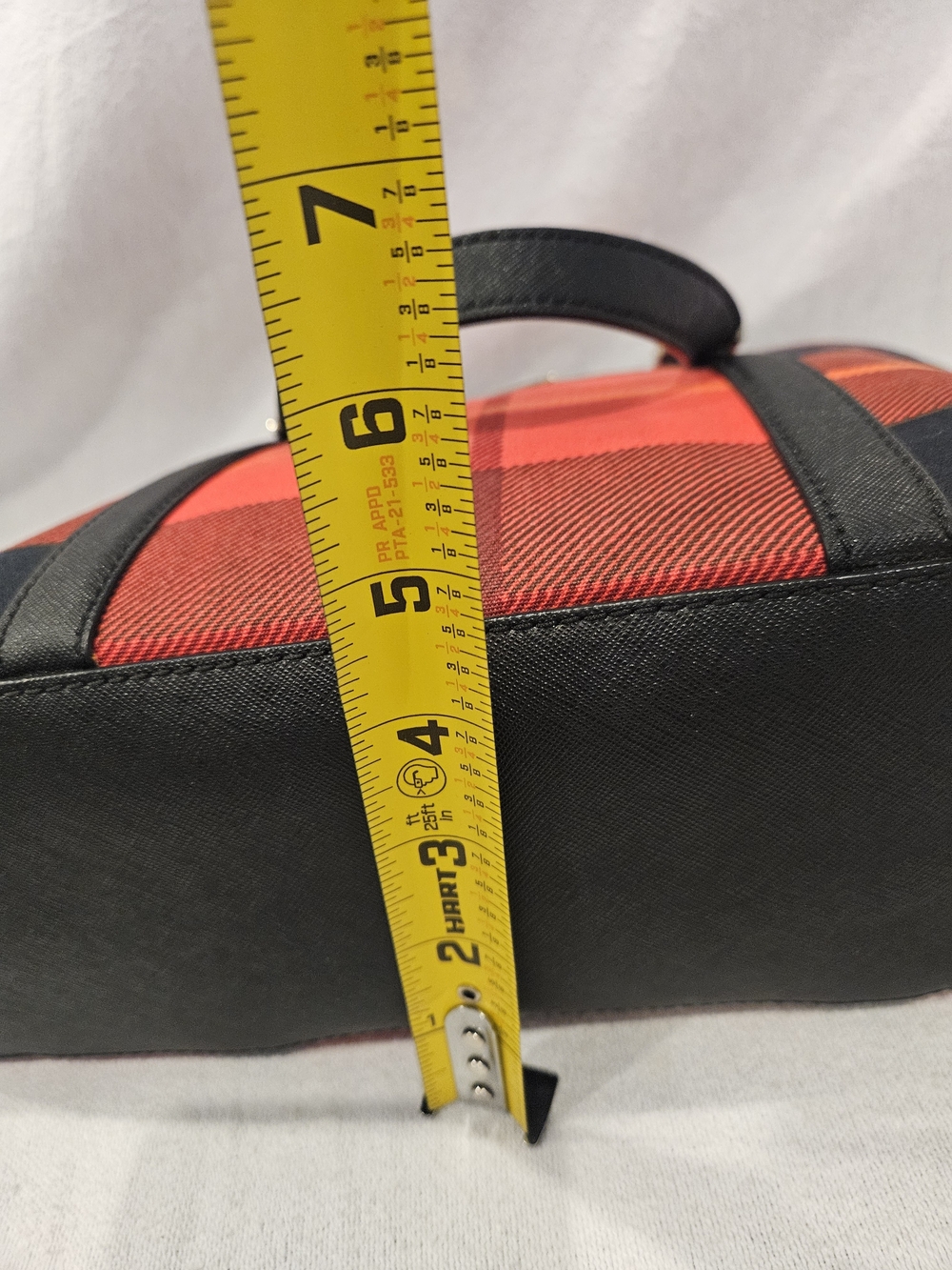 kate spade New York Newbury Lane Red Plaid Tote with Black Leather Trim Purse - Picture 14 of 16
